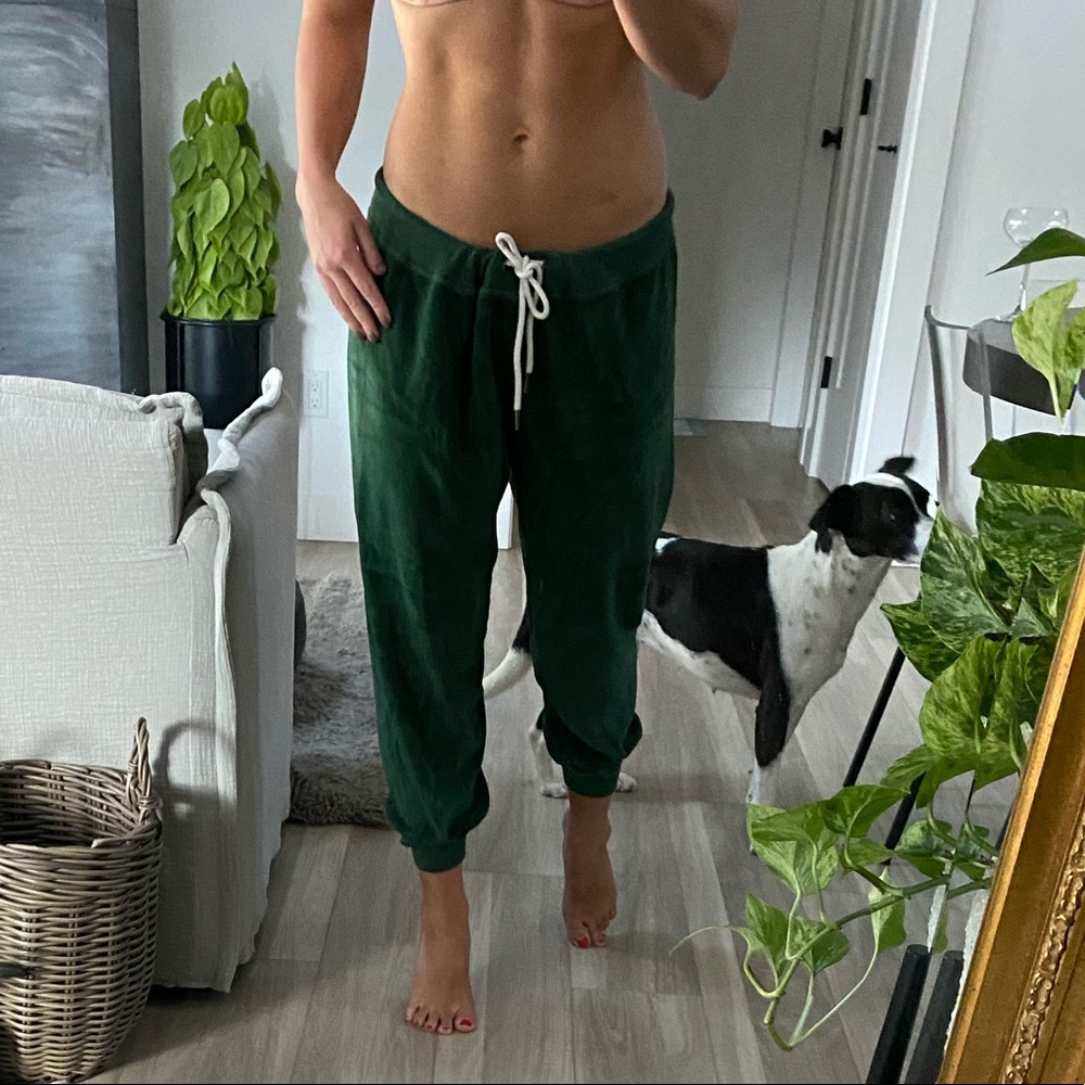 The Great. / 3 / Velour emerald green sweat pant / luxe lounge pant!